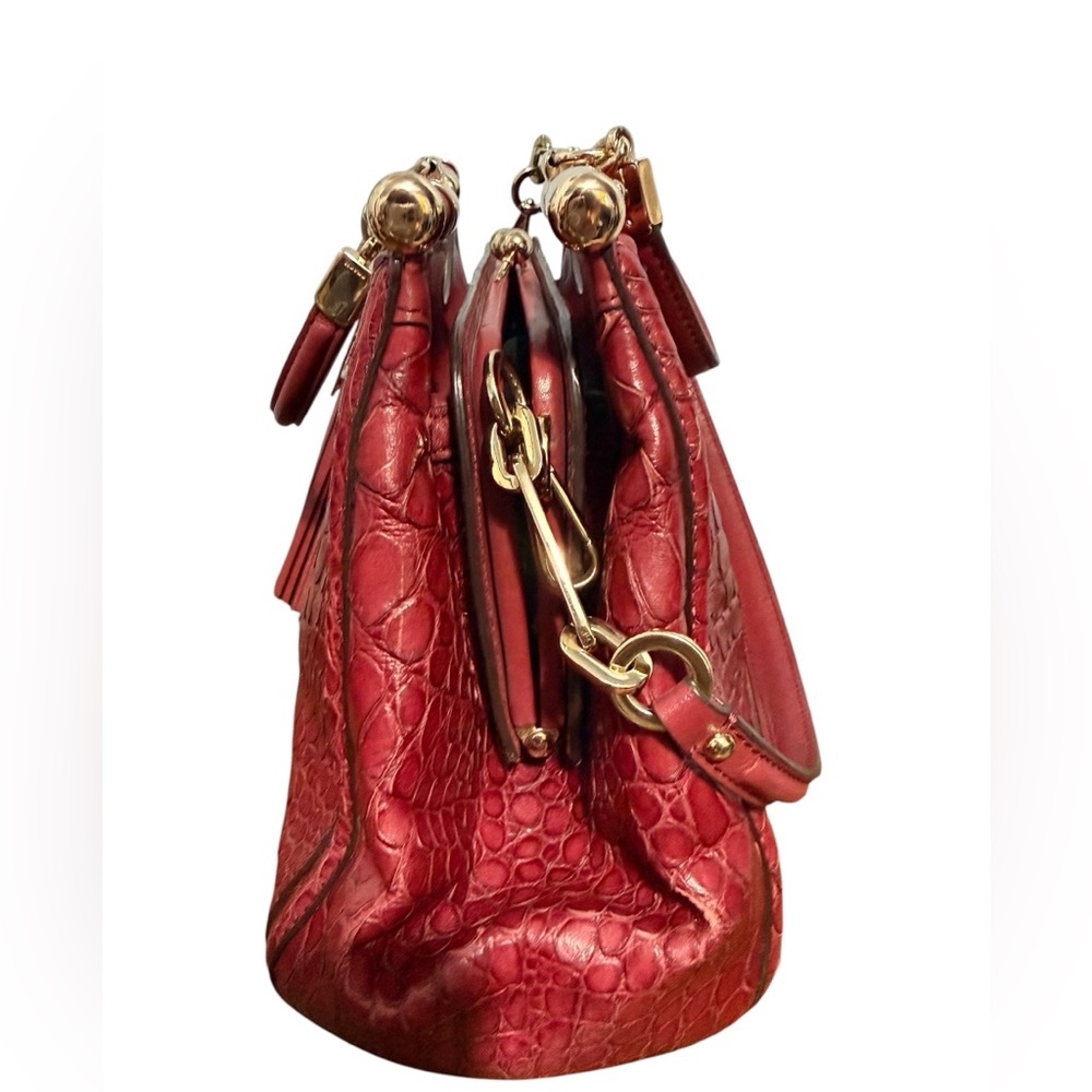 Coach Madison Carrie Croc Classic Embossed Kisslock in Red - Picture 9 of 16